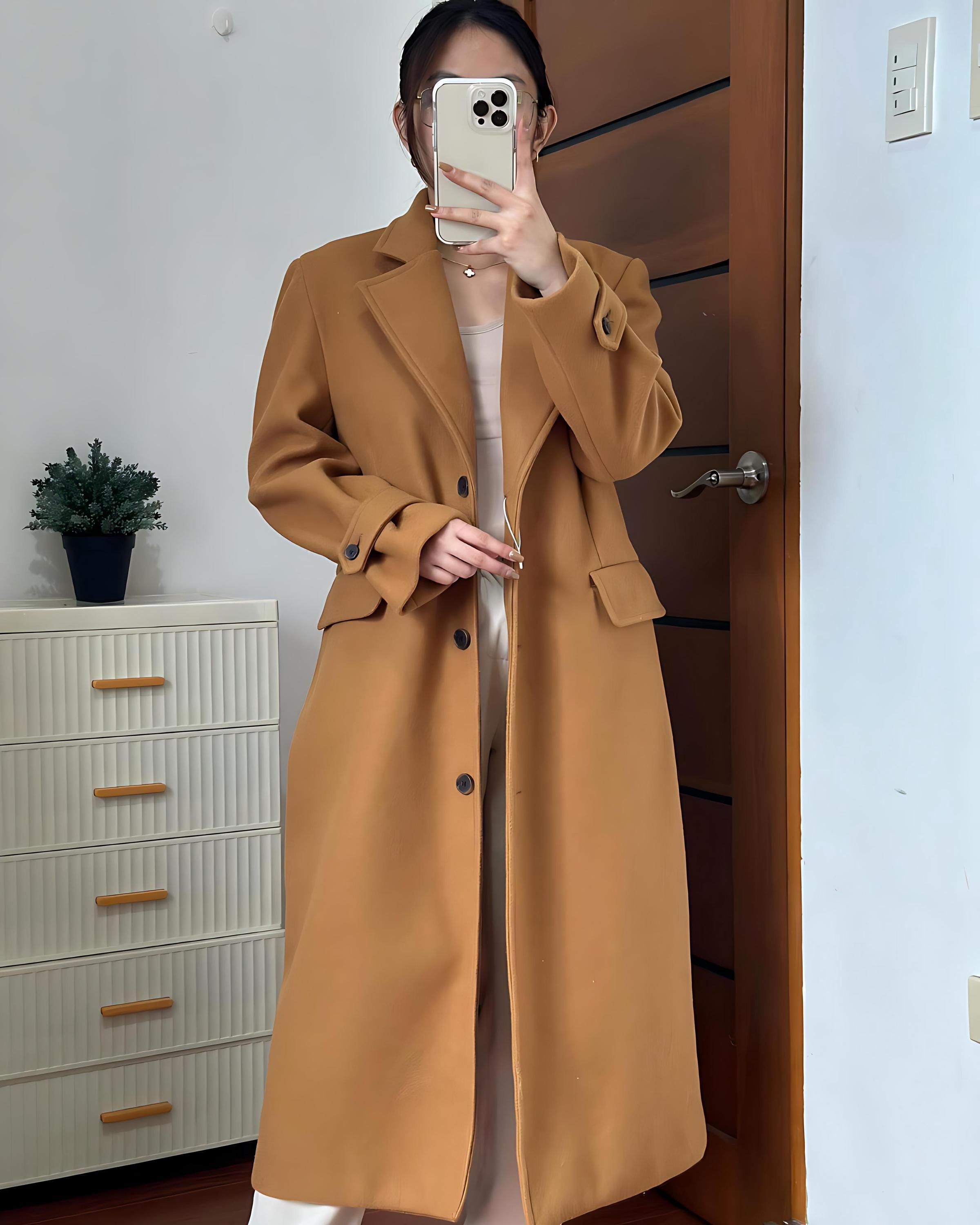 Vintage 90s Wool Leather Trench Coat: Handmade Long Overcoat - Etsy
