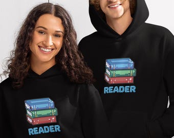 Pixel Reader Hoodie: 90s Gamer Booktok Sweatshirt