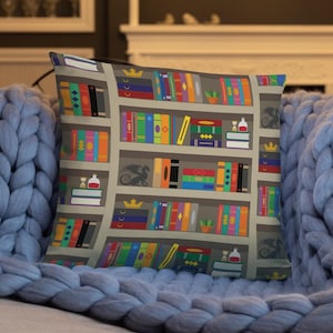 Fantasy Bookcase Pillow: Booktok Romantasy Reader Gift