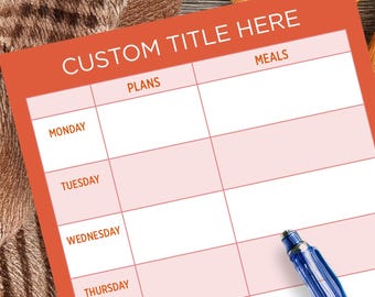 Weekly Meal Planner Notepad – Magnetic Family Calendar, Custom