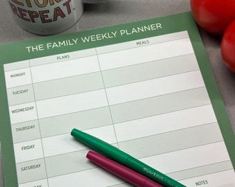 Meal Planner with Social and Daily Schedule, Custom Name Notepad, Unique Organizer for Busy Lifestyles, Events and Family Meals