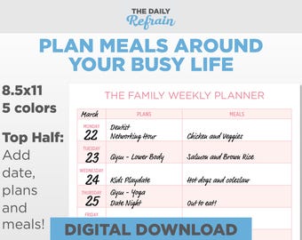 Simple Digital Meal Planner – Printable Weekly Template for Busy Moms