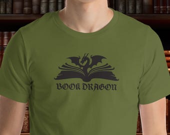Gothic Book Dragon T-Shirt: Dark Academia Reader Tee