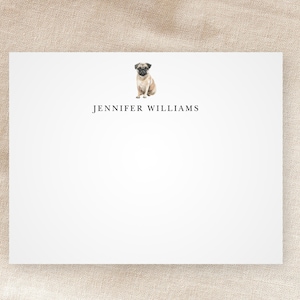 Benutzerdefinierte Mops Grußkarten | Personalisiertes Briefpapier | Hundeliebhaber Geschenk | Wunderlich | Minimalistisch | Aquarell | Mit Umschlägen