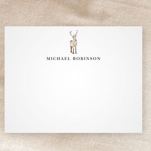Benutzerdefinierte festliche Rentier Grußkarten | Personalisiertes Briefpapier | Weihnachten | Chanukka | Winter Urlaub | Wunderlich | Minimalistisch | Umschläge