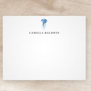Benutzerdefinierte Quallen Grußkarten | Personalisiertes Briefpapier | Wassertier | Meeresbewohner | Ozeankern | Wunderlich | Minimalistisch | Mit Umschlägen