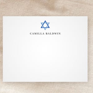 Benutzerdefinierte blaue Davidstern Grußkarten | Personalisiertes Briefpapier | Chanukka | Jüdischer Feiertag | Wunderlich | Minimalistisch | Mit Umschlägen