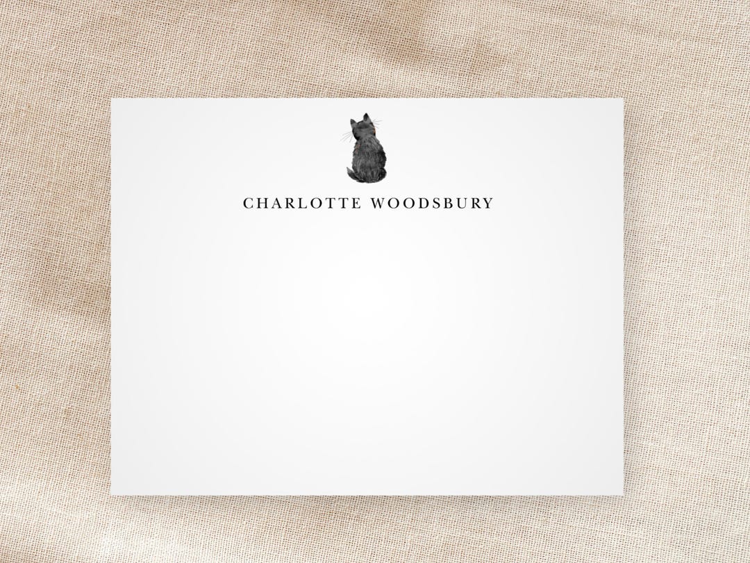 Custom Black Cat Note Cards | Personalized Stationery | Autumn Theme ...