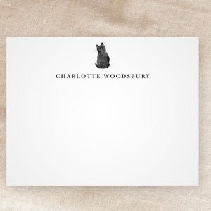 Benutzerdefinierte schwarze Katze Grußkarten | Personalisiertes Briefpapier | Herbst-Thema | Halloweenkern | Urlaub | Wunderlich | Minimalistisch | Mit Umschlägen