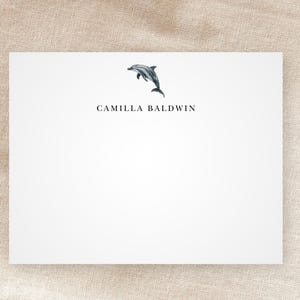 Cartes de correspondance personnalisées en forme de dauphin gris | Papeterie personnalisée | Animal aquatique | Créature marine | Oceancore | Fantastique | Minimaliste | Avec enveloppes