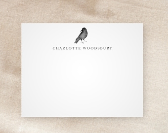 Custom Crow Note Cards | Personalized Stationery | Autumn Theme | Halloweencore | Holiday | Whimsical | Minimalist | With Envelopes