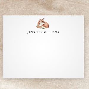 Cartes de correspondance personnalisées Fox | Papeterie personnalisée | Créature des bois | Noyau forestier | Fantastique | Minimaliste | Avec enveloppes