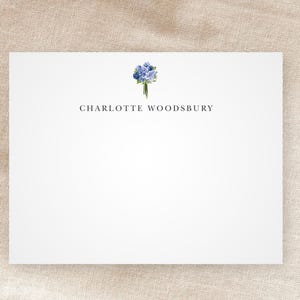 Custom Multi-Blue Flower Bouquet Note Cards | Personalized Stationery | Enchanted Gardencore | Whimsical | Minimalist | With Envelopes