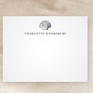 Benutzerdefinierte Jakobsmuschel Muschel Grußkarten | Personalisiertes Briefpapier | Sea Chic Dekor | Ozeankern | Wunderlich | Minimalistisch | Mit Umschlägen