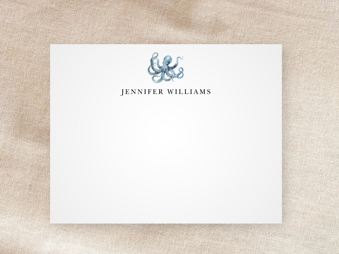 Lucky Octopus Note Custom Octopus Note Cards | Personalized Stationery | Water Animal ...