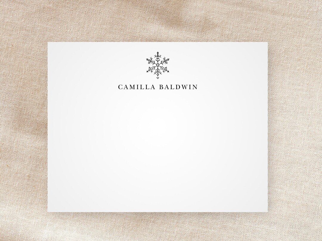 Custom Black & White Vintage Snowflake Note Card | Personalized ...