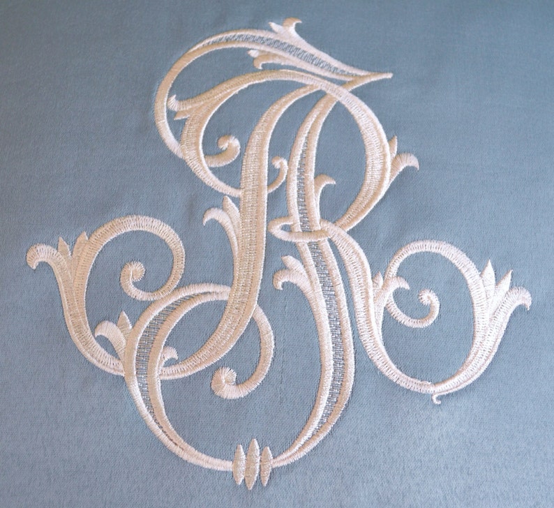 EMBROIDERED MONOGRAM PILLOW Custom Made Extra Large Monogram Etsy