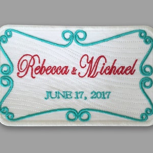 wedding label wedding patch madrina padrino bodas exclusive designs wedding shower gift monogram made to order something blue love heart