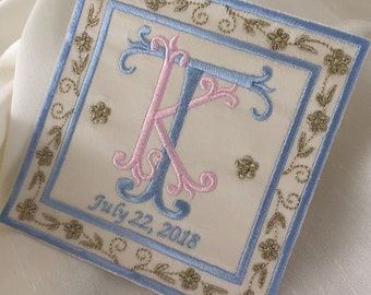 wedding label something blue custom monogram luxury silk satin patch wedding shower bridal bride groom monogram