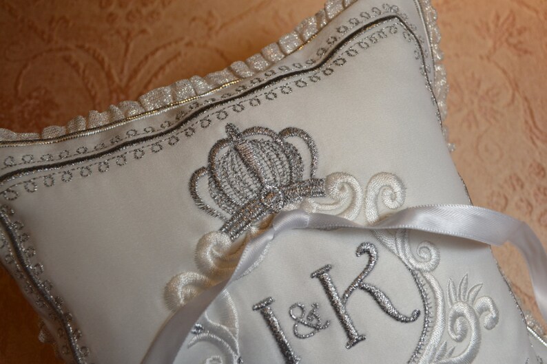 Download Wedding ring pillow embroidery monogram bridal something ...