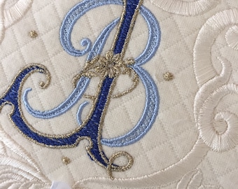 wedding ring pillow embroidery monogram bridal something blue gold padrino de cojines madrina quilted wedding shower