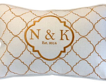 wedding anniversary embroidery pillow raw silk cream bedroom living room den church kneeling pillow