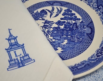 pagoda monogrammed napkins christmas cloth napkins dinner napkins linen napkins tablel linens personalized napkins hostess gift hemstitched