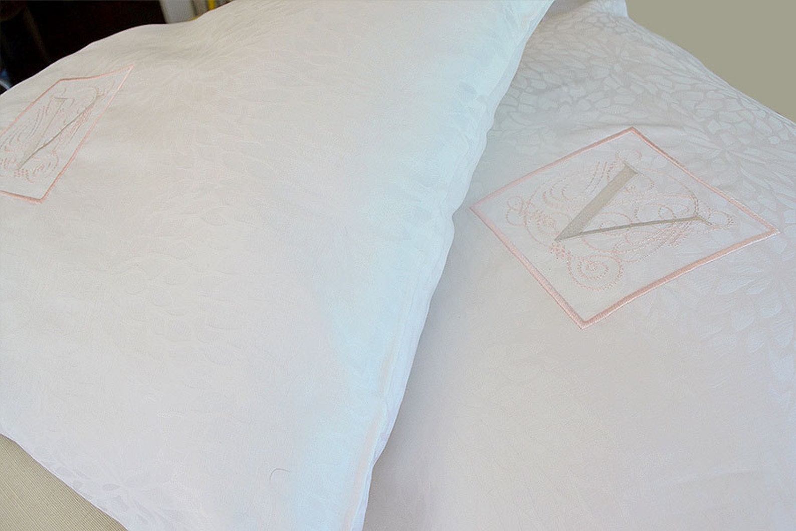 MONOGRAM PILLOW CASES Pair of White Standard Pillowcases Etsy