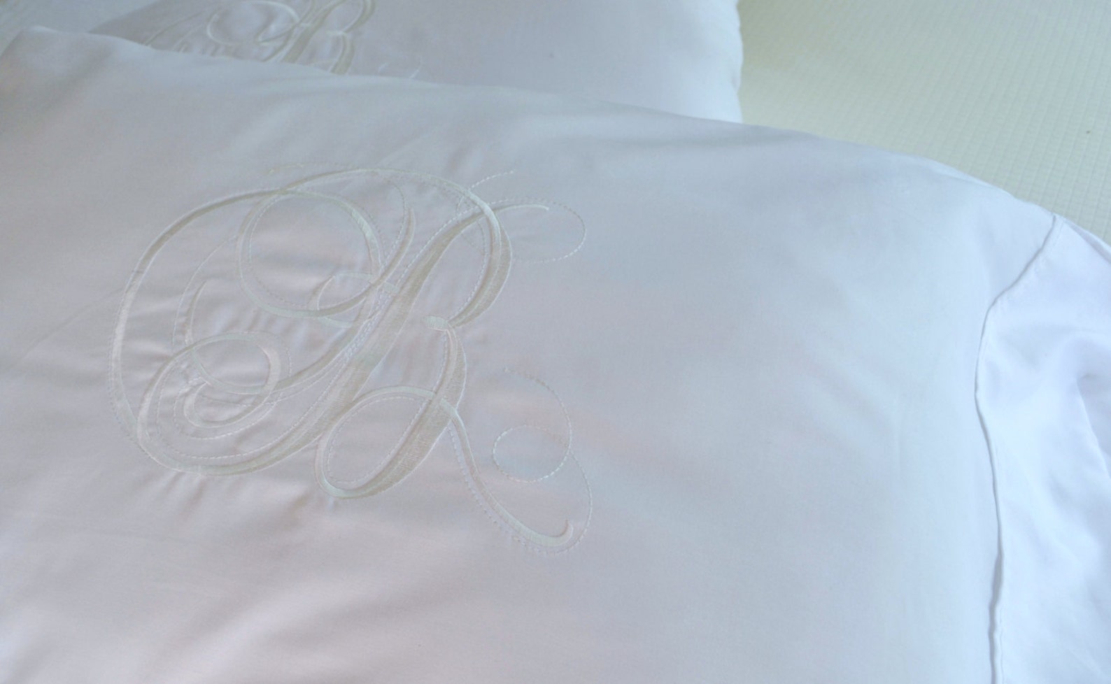 MONOGRAM PILLOW CASES Pair of Calvin Klein or Similar White Etsy