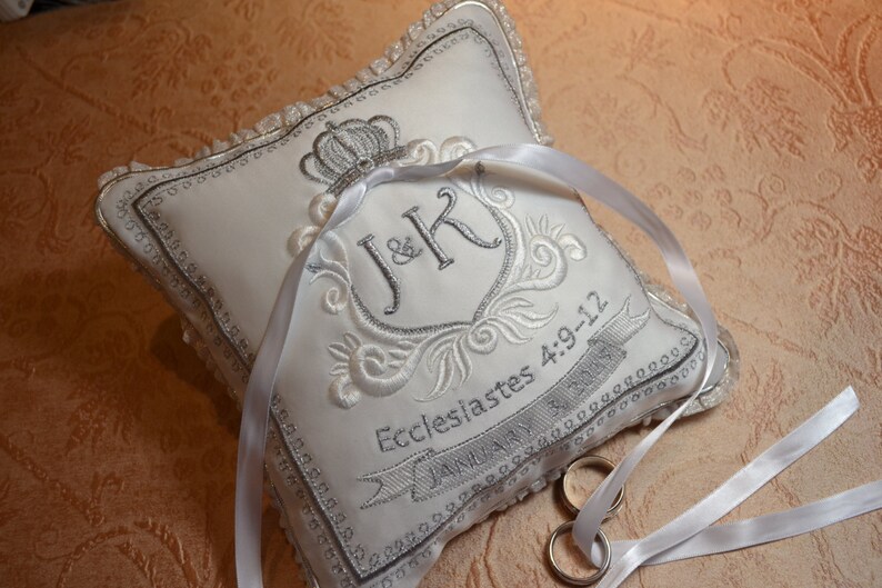 Download Wedding ring pillow embroidery monogram bridal something ...