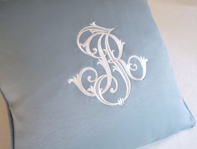 EMBROIDERED MONOGRAM PILLOW Custom Made Extra Large Monogram Etsy
