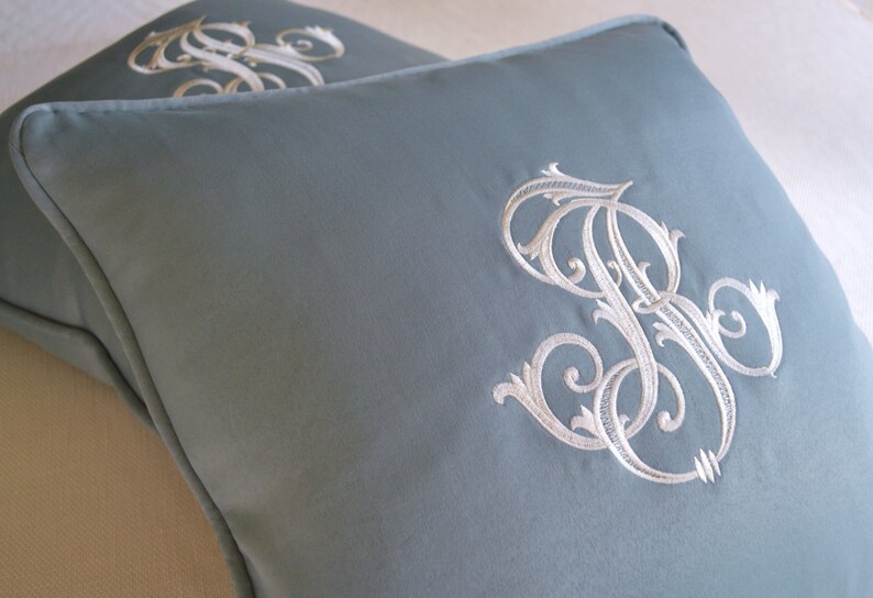 EMBROIDERED MONOGRAM PILLOW Custom Made Extra Large Monogram Etsy