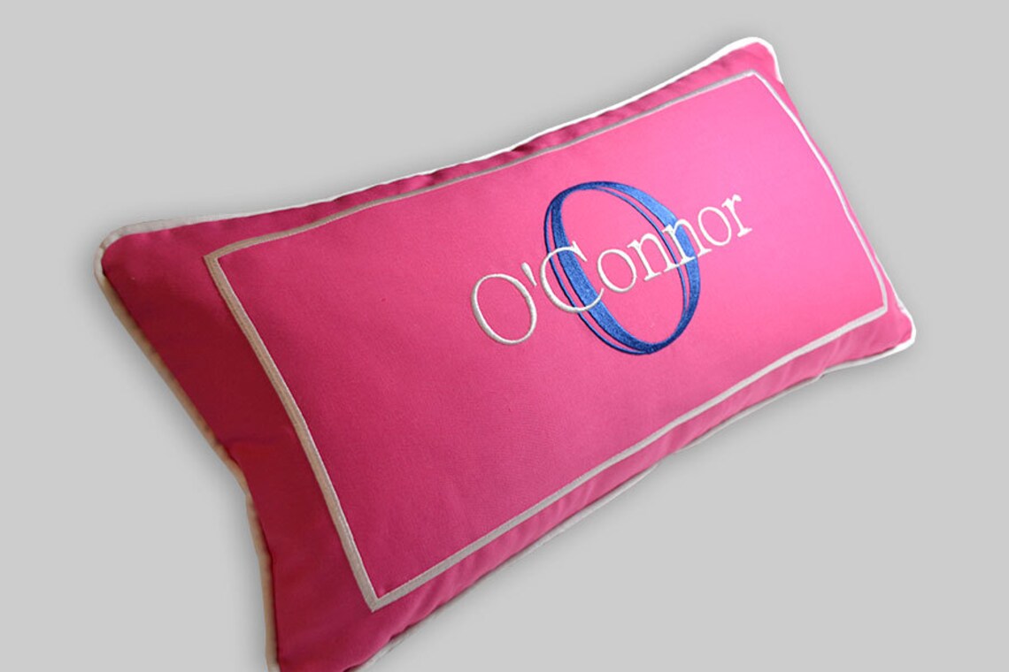 Embroidered Lumbar Pillow With Name and Initial Sunbrella Etsy