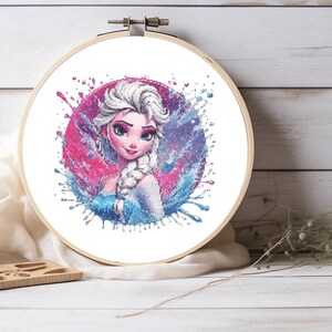 Frozen Elsa Cross Stitch Pattern, For Girl Decor, For Kids Decor, For Wall Decor - Little Girl Gifts - Pattern Keeper Compatible Pattern PDF