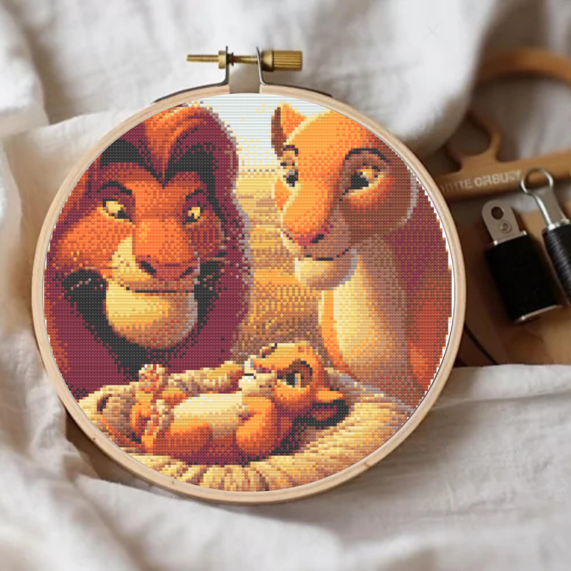 Mufasa, Sarabi and Baby Simba Cross Stitch Pattern PDF – Lion King ...