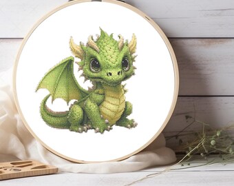 Fantasy Dragon Cross Stitch Pattern - Majestic Needlework Design for Crafters & Dragon Enthusiasts