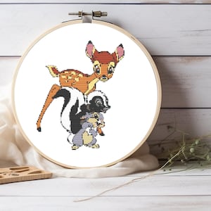 Bambi and Friends DIY Cross Stitch Pattern, Bambi and Friends Pattern, Forest Animals Cross Stitch Chart File, Cute Deer Cross Stitch Design