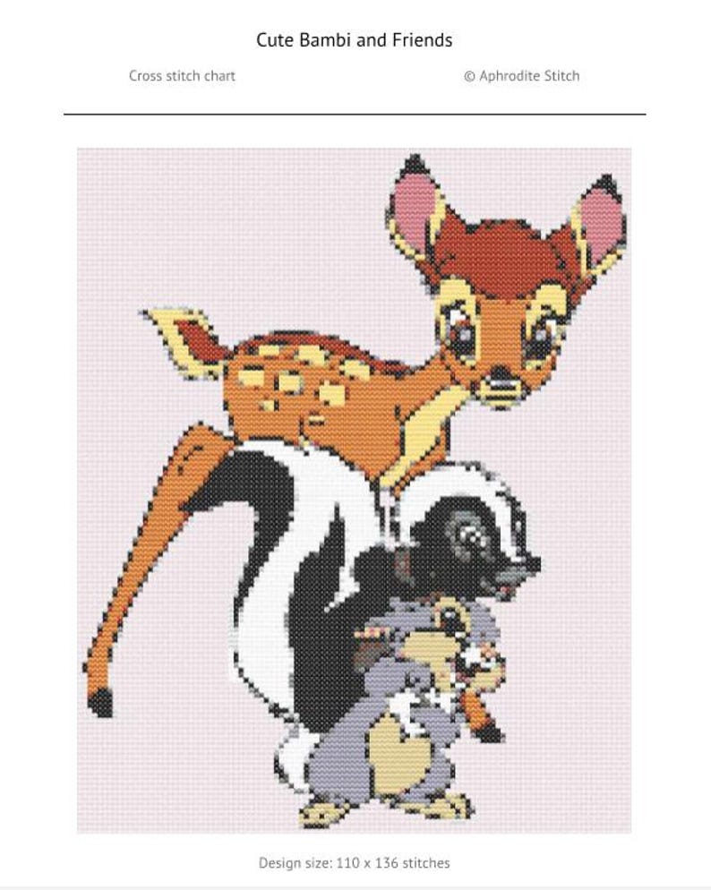 Disney Bambi Rabbit Pattern Bambi and Friends Cross Stitch Pattern | Forest Animals PDF Chart File ...
