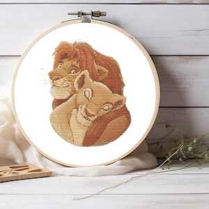 Der König der Löwen Mufasa und Nala Kreuzstich Muster - Cartoon Muster - Für Handwerker die den König der Löwen lieben - Instant Download PDF-Dateien