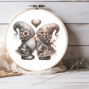 Love Gnomes Cross Stitch Pattern: Valentine&#39;s Day Embroidery (Pattern Keeper Compatible PDF)