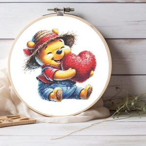 Cute Winnie the Pooh Cross Stitch Pattern, Sweet Pooh Bear Cross Stitch Design, Adorable Winnie Pooh Cross Stitch Sewing Pattern Instant PDF