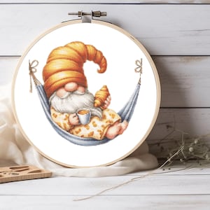 Lazy Gnome Cross Stitch Pattern, Cute Cross Stitch, For Room Decor, For Wall Decor, For Home Decor, For Home Gift, Pattern Keeper Compatible
