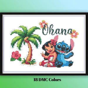 Lilo und Stitch Kreuzstichmuster - Für Kinderzimmer Dekor, Für Kinderzimmer Dekor, Niedliche Wandkunst, Geschenk für Kinder - Pattern keeper Kompatibel PDF