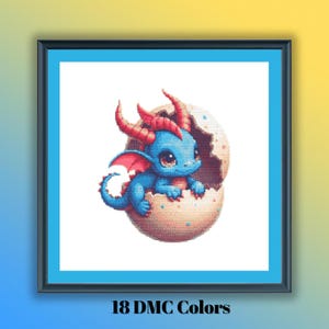 Baby Dragon Easter Egg DIY Cross Stitch Chart - Baby Dragon Nursery Wall Art Pattern - Sweet Dragon Embroidery Design - PDF Instant Download