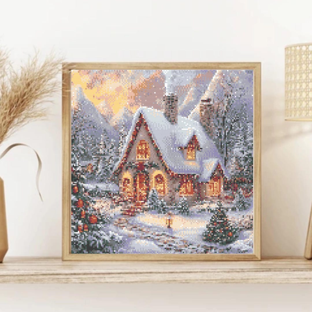 Cozy Winter Cottage Cross Stitch Pattern - Easy Digital Download for ...
