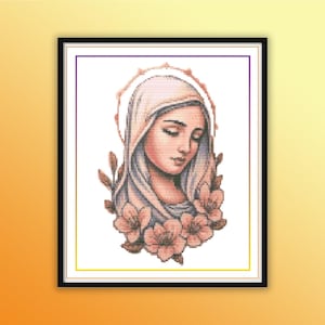 Our Lady of Guadalupe Cross Stitch Pattern – Easy to Follow – Sacred Marian Hoop Art for Spiritual Home Decor – DIY Christian Embroidery PDF