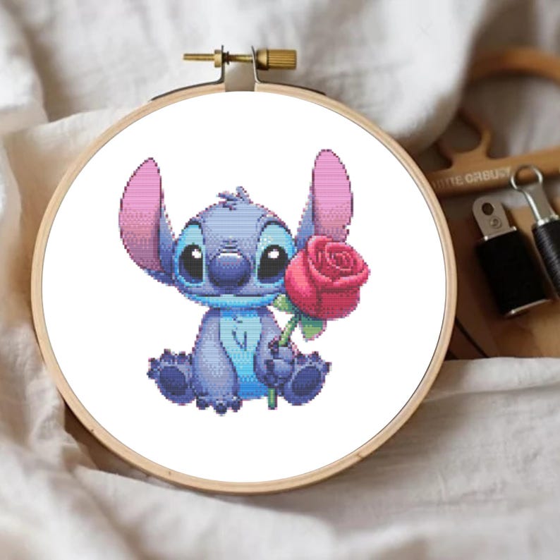 Stitch and Elegant Red Rose Cross Stitch Pattern - Nursery Wall Decor ...