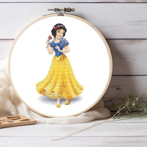 Snow White Princess Cross Stitch Pattern - Fairy Tale Embroidery Design, Cute Snow White Cross Stitch DIY Kit - Princess Needlework Pattern