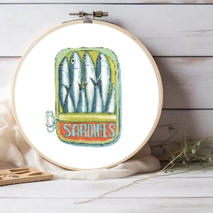 Sardines Can Cross Stitch Pattern, Sardines Tin Pattern, Fish Can Cross Stitch Pattern,For Wall Decor, Pattern Keeper Compatible Instant PDF