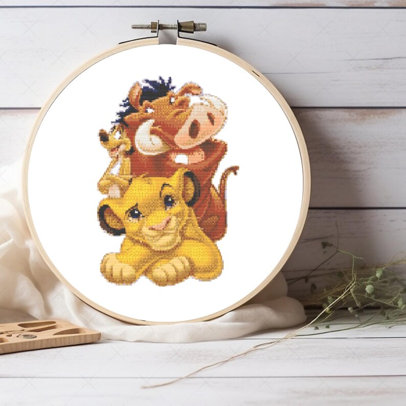 Lion King Cross Stitch Pattern PDF, Baby Simba Timon Pumbaa Nursery ...